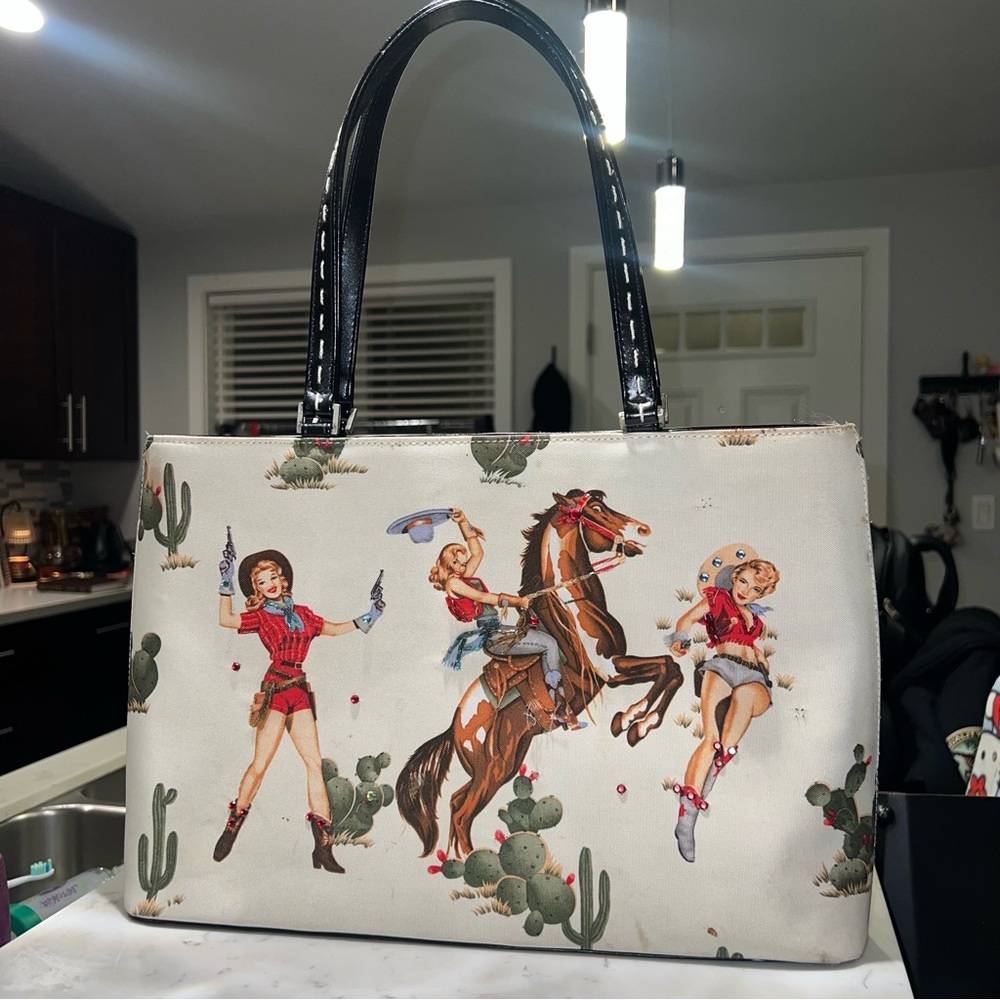 Vintage Alexander Henry Cowgirl Pin-Up Beaded Rhinestone Bag